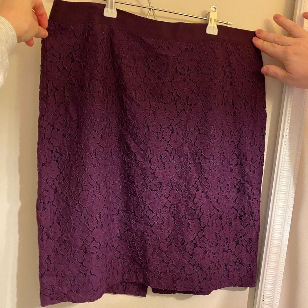 Purple lace pencil skirt